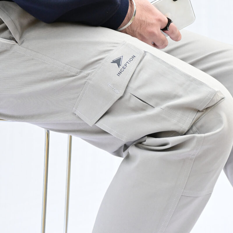 Inception Men’s Stylish Comfort Fit Cargos (Grey) - Image 3