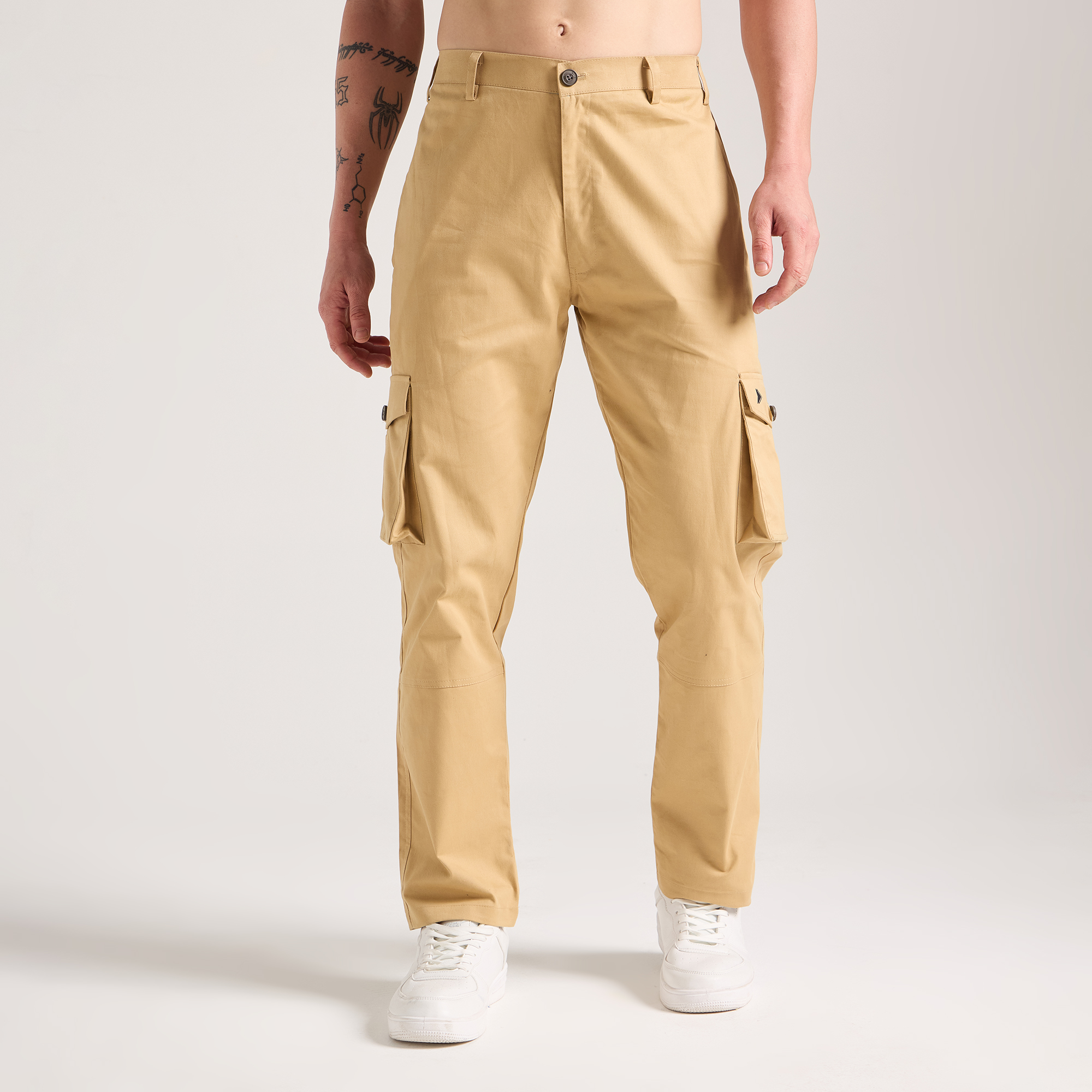 Inception Men’s Stylish Comfort Fit Cargos (Tan)
