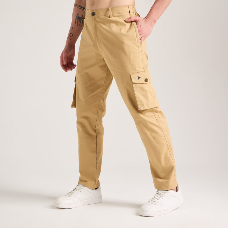Inception Men’s Stylish Comfort Fit Cargos (Tan) - Image 2