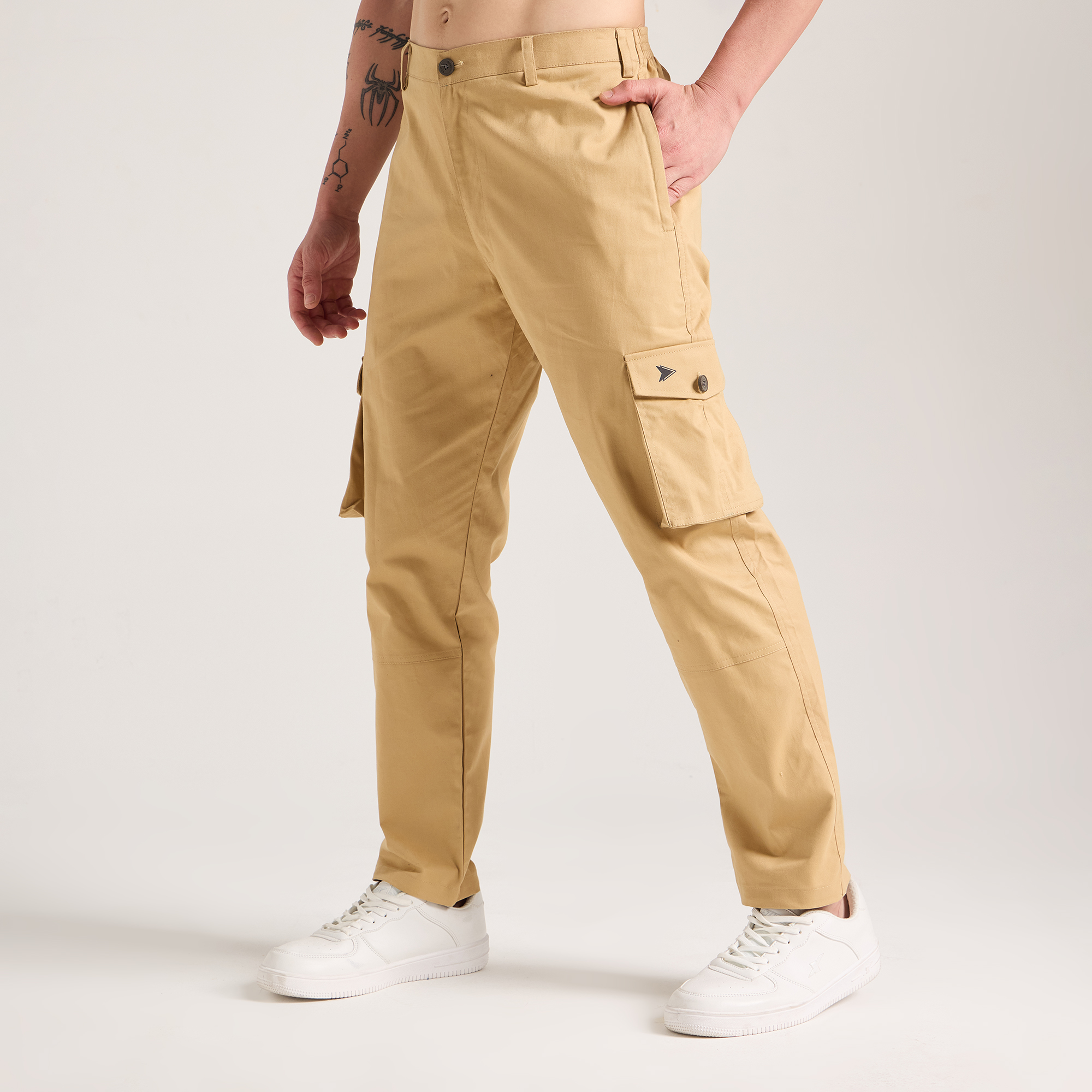 Inception Men’s Stylish Comfort Fit Cargos (Tan) - Image 2