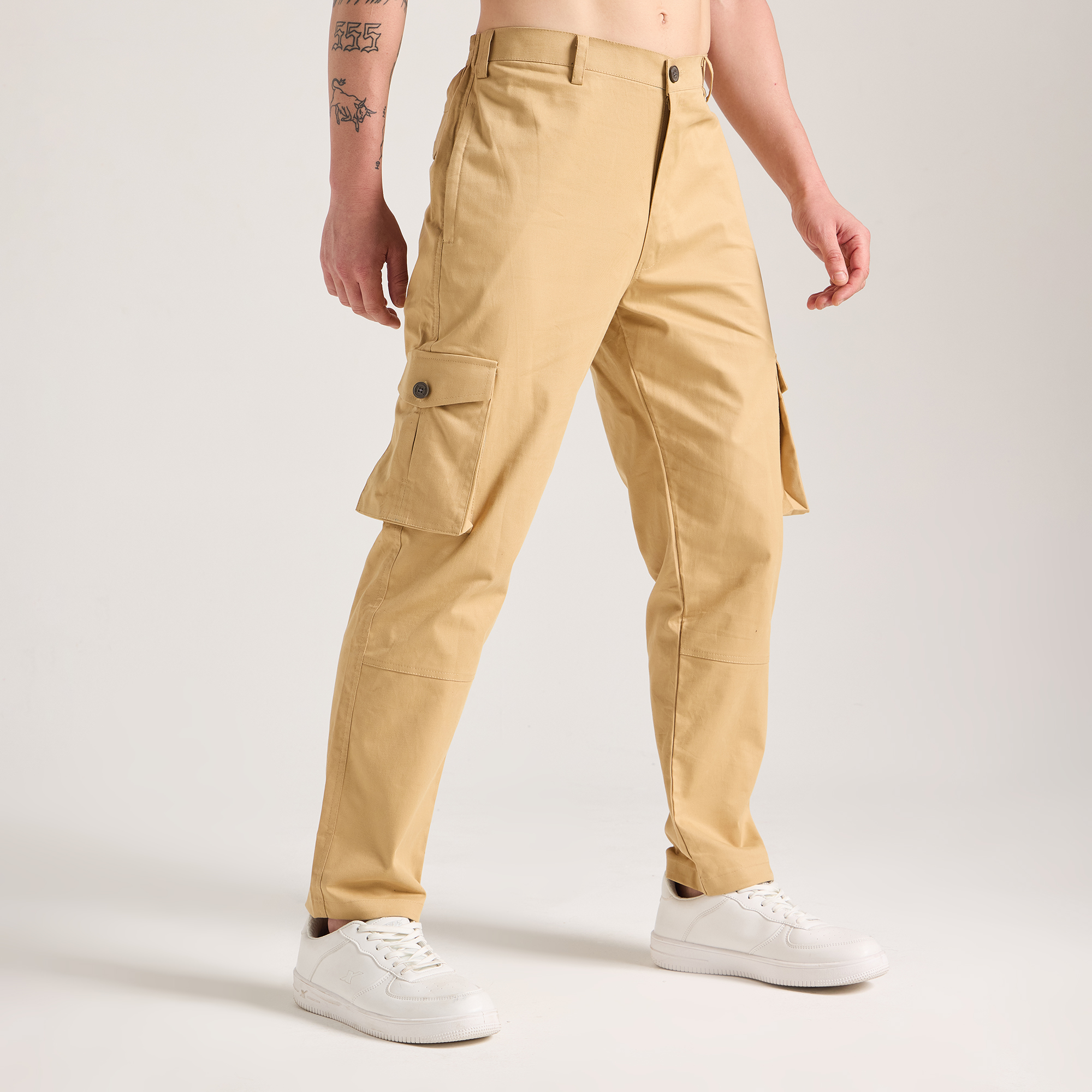 Inception Men’s Stylish Comfort Fit Cargos (Tan) - Image 5