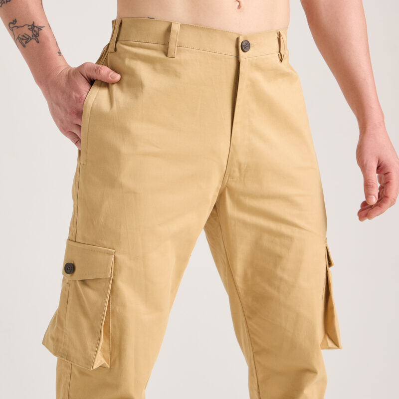Inception Men’s Stylish Comfort Fit Cargos (Tan) - Image 6