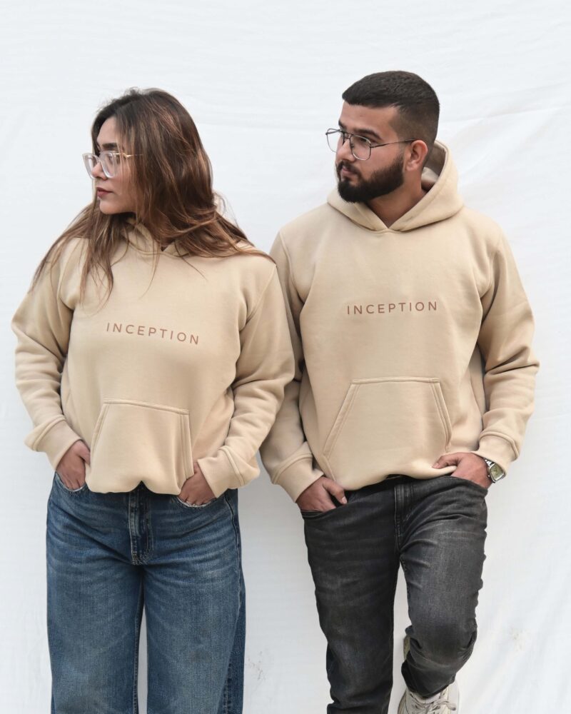 INCEPTION COMFORT FIT BEIGE HOODIE - Image 4